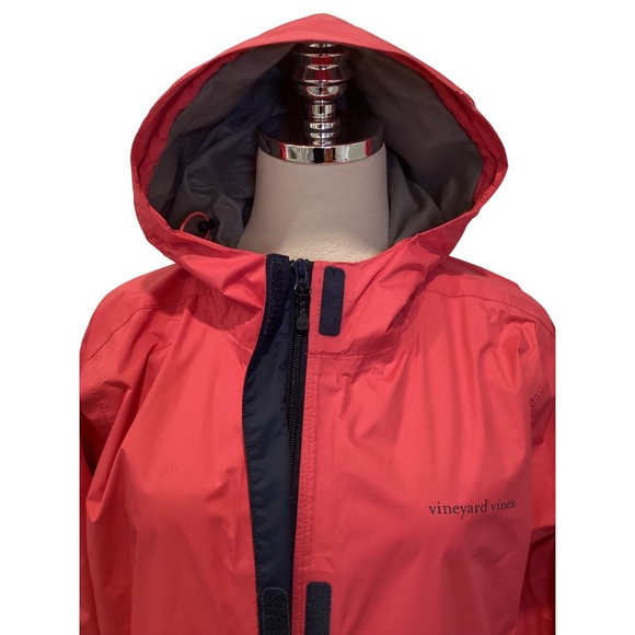Vineyard Vines Hooded Rain Shep Jacket Watermelon Pink Coral Org $178 - Large - Picture 4 of 12